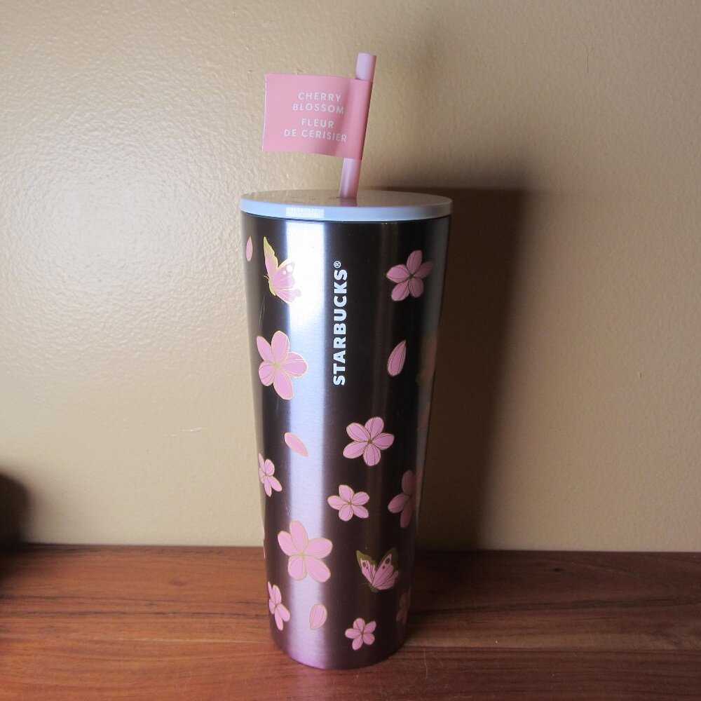24 oz starbucks cup tumbler with straw NWT unused 2025 cherry blossoms (H273)
